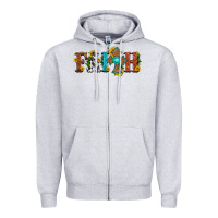 Heather Grey faith with cross and sunflower Zipper Hoodie - HRA Design Shop