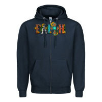 Navy faith with cross and sunflower Zipper Hoodie - HRA Design Shop