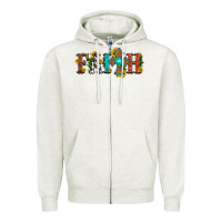 Oatmeal Heather faith with cross and sunflower Zipper Hoodie - HRA Design Shop