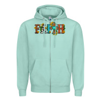 Seafoam faith with cross and sunflower Zipper Hoodie - HRA Design Shop