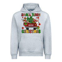 Heather Grey Christmas Santa and reindeer truck Urban Hoodie - MaliasSmallBusiness