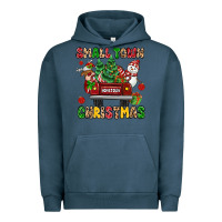 Pigment Midnight Navy Christmas Santa and reindeer truck Urban Hoodie - MaliasSmallBusiness