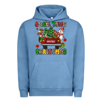 Pigment Pebble Blue Christmas Santa and reindeer truck Urban Hoodie - MaliasSmallBusiness