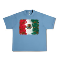 Pebble Blue Mexican Flag With Leopard Urban Heavy Tee - RanaPortraitStore