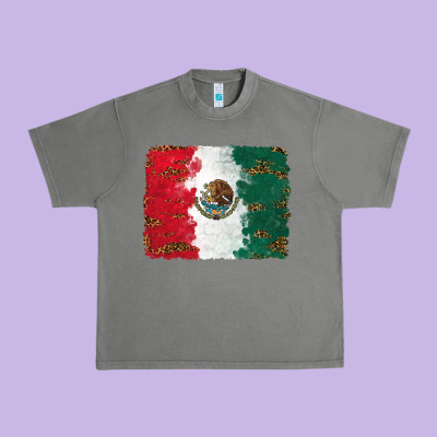 Mexican Flag With Leopard Urban Heavy Tee Designed By Ranaportraitstore