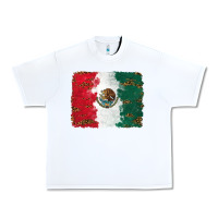 White Mexican Flag With Leopard Urban Heavy Tee - RanaPortraitStore