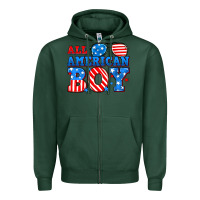 Sports Green All American boy Zipper Hoodie - Neo Western