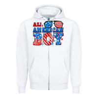White All American boy Zipper Hoodie - Neo Western