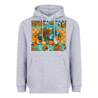 Heather Grey Thanksgiving Truck With Turkey Heavyweight Hoodie - Artiststas