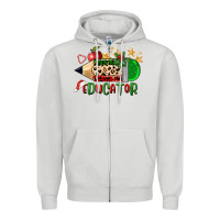 Dove Grey christmas educator pencil Zipper Hoodie - FaDigitalArtStudio