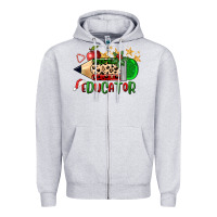 Heather Grey christmas educator pencil Zipper Hoodie - FaDigitalArtStudio