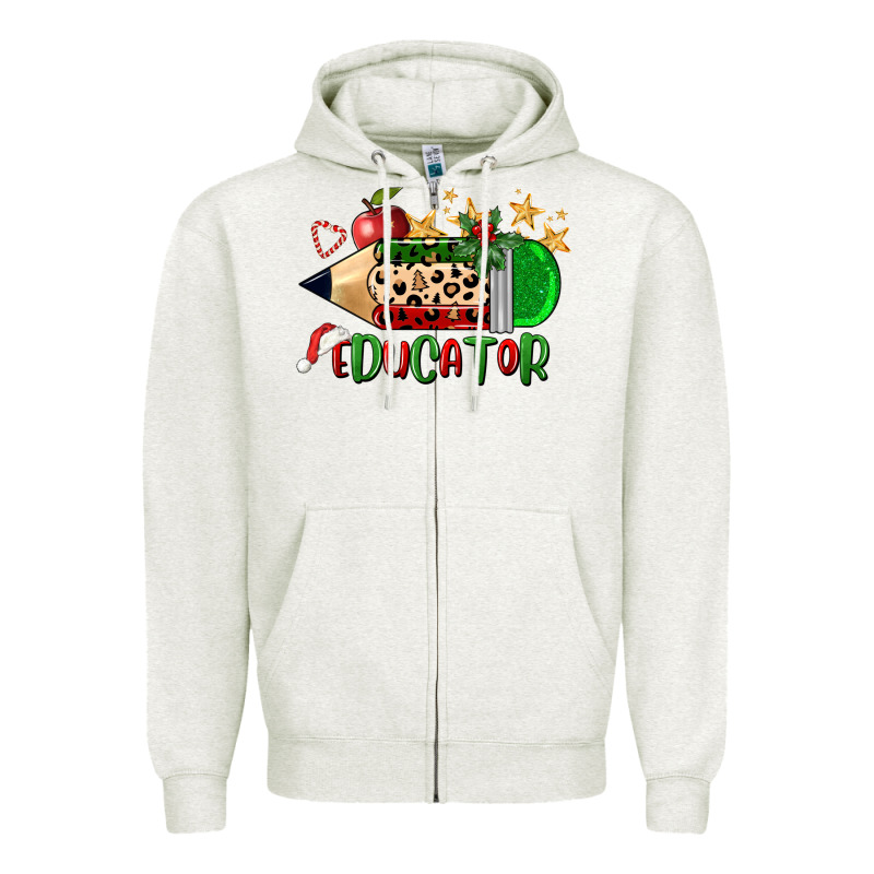 Christmas Educator Pencil Zipper Hoodie by FaDigitalArtStudio | Teevron