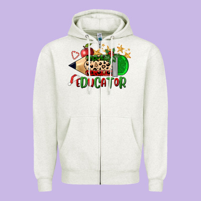 Christmas Educator Pencil Zipper Hoodie Designed By Fadigitalartstudio