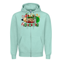 Seafoam christmas educator pencil Zipper Hoodie - FaDigitalArtStudio