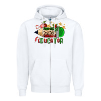 White christmas educator pencil Zipper Hoodie - FaDigitalArtStudio