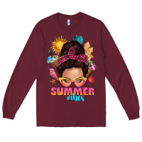 Burgundy summer vibes messy bun tbw Long Sleeve Tee - texasbilliewilder