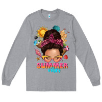 Heather Grey summer vibes messy bun tbw Long Sleeve Tee - texasbilliewilder