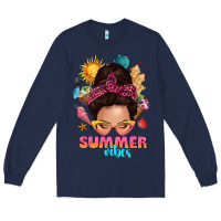 Navy summer vibes messy bun tbw Long Sleeve Tee - texasbilliewilder