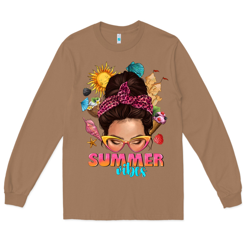 Summer Vibes Messy Bun Tbw Long Sleeve Tee by texasbilliewilder | Teevron