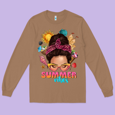 Summer Vibes Messy Bun Tbw Long Sleeve Tee Designed By Texasbilliewilder