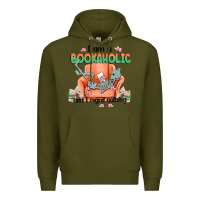 Army Green bookaholic Premium Hoodie - MaliasSmallBusiness