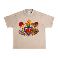 French Oak Sacred heart with leopard and serape heart Urban Heavy Tee - RanaPortraitStore