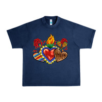 Navy Sacred heart with leopard and serape heart Urban Heavy Tee - RanaPortraitStore