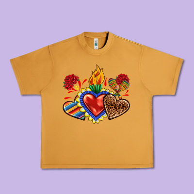 Sacred Heart With Leopard And Serape Heart Urban Heavy Tee Designed By Ranaportraitstore