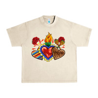 Sandshell Sacred heart with leopard and serape heart Urban Heavy Tee - RanaPortraitStore