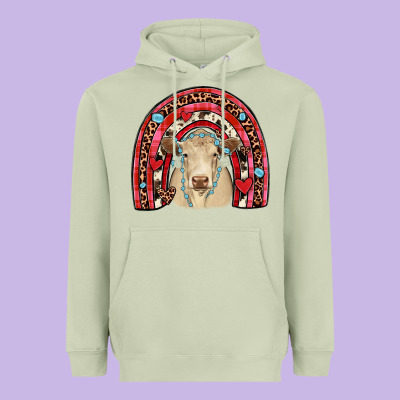 Valentines Charolais  Rainbow Heavyweight Hoodie Designed By Jahusdesignshop
