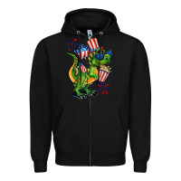 Black 4th of July T-Rex Zipper Hoodie - CowGirlArtShop