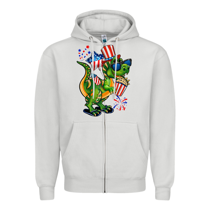 4th Of July T-rex Zipper Hoodie by CowGirlArtShop | Teevron