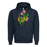Navy 4th of July T-Rex Zipper Hoodie - CowGirlArtShop