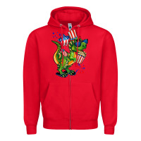 Red 4th of July T-Rex Zipper Hoodie - CowGirlArtShop