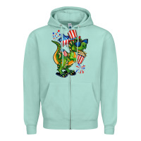 Seafoam 4th of July T-Rex Zipper Hoodie - CowGirlArtShop