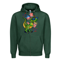 Sports Green 4th of July T-Rex Zipper Hoodie - CowGirlArtShop