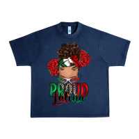 Navy Proud Latina messy bun Urban Heavy Tee - RanaPortraitStore