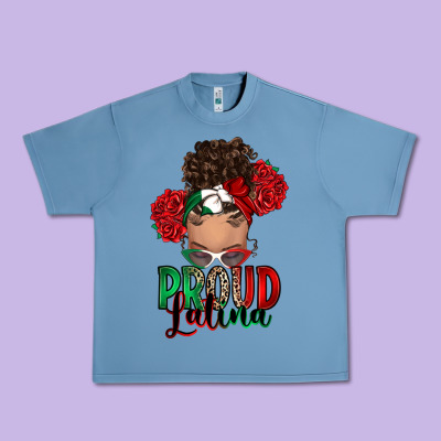 Proud Latina Messy Bun Urban Heavy Tee Designed By Ranaportraitstore