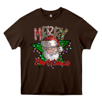 Chocolate Brown festive santa claus greeting Heavy Core Tee - CowhideDigitalArt