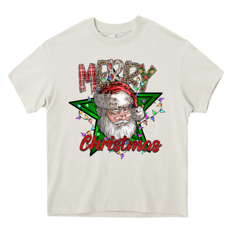 Festive Santa Claus Greeting Heavy Core Tee by CowhideDigitalArt | Teevron