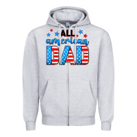 Heather Grey All American dad Zipper Hoodie - Neo Western