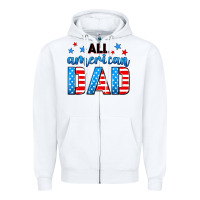 White All American dad Zipper Hoodie - Neo Western