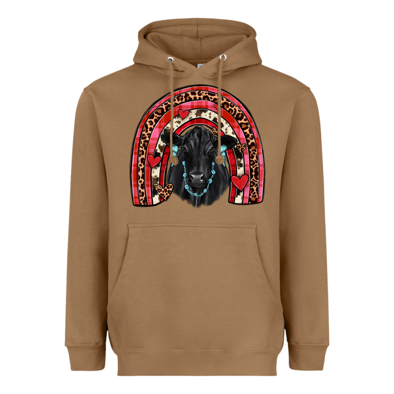 Valentines Black Angus  Rainbow Heavyweight Hoodie by JahusDesignShop | Teevron