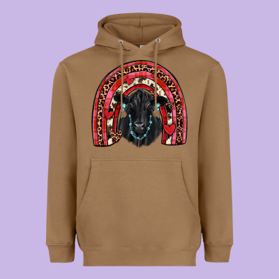 Valentines Black Angus  Rainbow Heavyweight Hoodie Designed By Jahusdesignshop