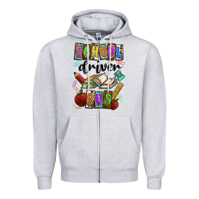 School Driver Bus Zipper Hoodie by CowhideDigitalArt | Teevron