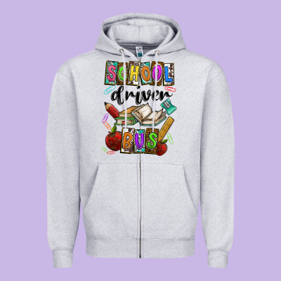 School Driver Bus Zipper Hoodie Designed By Cowhidedigitalart