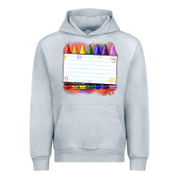 Heather Grey crayons add your text Urban Hoodie - NancyCooperArtShop