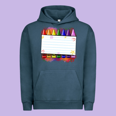 Crayons Add Your Text Urban Hoodie Designed By Nancycooperartshop