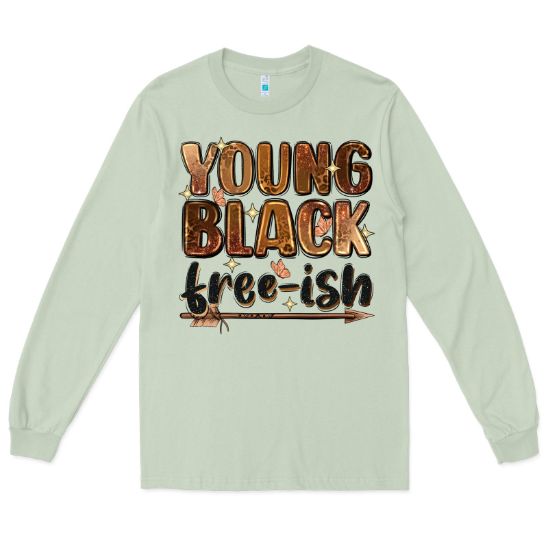 Young Black Free Ish Long Sleeve Tee by Zillion Design Studio | Teevron