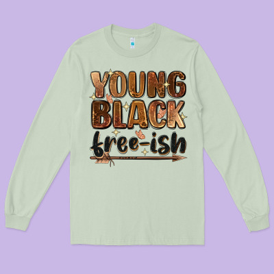 Young Black Free Ish Long Sleeve Tee Designed By Zillion Design Studio